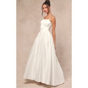 NWT! Lulus Bria White Basque Waist Maxi Dress Wedding XL